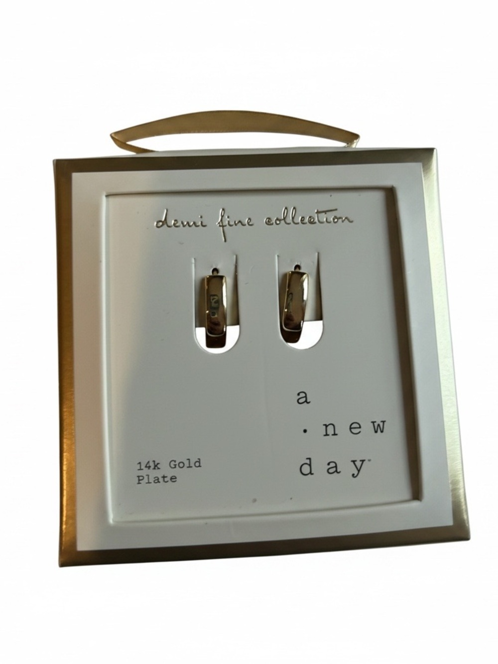 NWT A New Day 14K Gold Plated Tube Hoop Drop Earrings Nickel-Free